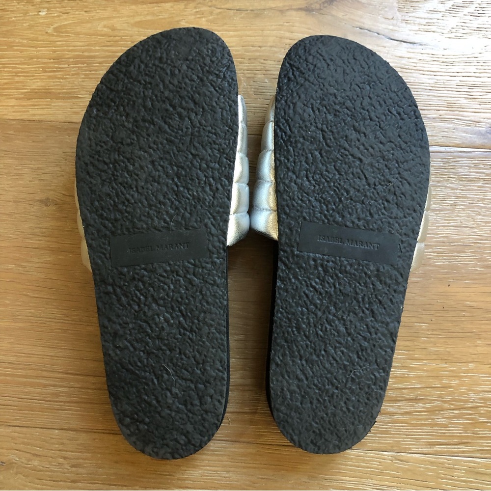 Isabel Marant Helea Silver slides sandals size 6.5-7 - Picture 8 of 11